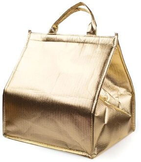 6/8/10Inch Opvouwbare Draagbare Koeler Opbergtas Populaire Effen Kleur Grote Capaciteit Lunch Zak Aluminiumfolie picknick Takeaway Tas Goud / 27.5x29x38.5cm