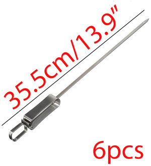 6/8/10pcs Rvs Spiesjes Platte Vlees BBQ Spies Met Voedsel Remover Disc BBQ Grill Accessoires barbecue Roosteren Stok 45cm 35cm 6stk