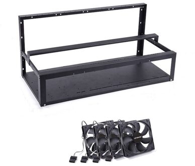 6/8 Gpu Mijnwerker Rig Aluminium Stapelbaar Open Air Case Computer Eth Frame Rig Voor Bitcon Miner Kit Ongemonteerd Ethereum 6-8 GPU met 4 fans