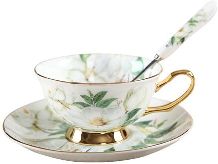 6.8 Gram Europese Stijl Koffie Keramische Cup Set Met Schotel Lepel High End Porselein Creatieve Thuis Koffiekopje Set 01