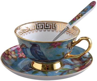 6.8 Gram Europese Stijl Koffie Keramische Cup Set Met Schotel Lepel High End Porselein Creatieve Thuis Koffiekopje Set 03