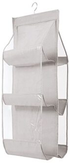 6/8 Pocket Folding Opknoping Handtas Purse Opslag Grote Clear Houder Anti-stof Organizer Rack Haak Hanger Grijs / 6 Pocket