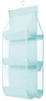 6/8 Pocket Folding Opknoping Handtas Purse Opslag Grote Clear Houder Anti-stof Organizer Rack Haak Hanger lucht blauw / 6 Pocket