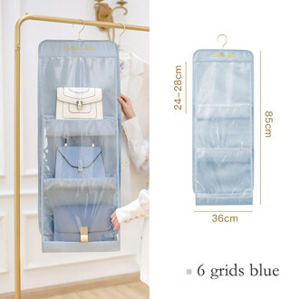 6/8 Zakken Handtas Organisator De Bolsos De Armario Drie-Dimensionale Opslag Opknoping Tas Handtas Organisator Voor Closet 6 grids blauw