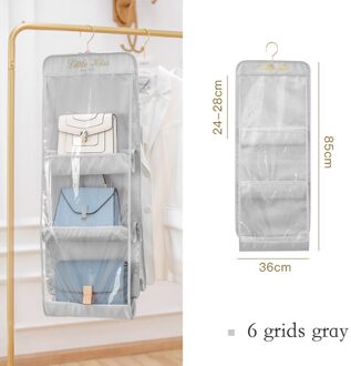 6/8 Zakken Handtas Organisator De Bolsos De Armario Drie-Dimensionale Opslag Opknoping Tas Handtas Organisator Voor Closet 6 grids grijs