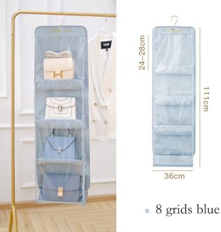 6/8 Zakken Handtas Organisator De Bolsos De Armario Drie-Dimensionale Opslag Opknoping Tas Handtas Organisator Voor Closet 8 grids blauw
