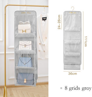 6/8 Zakken Handtas Organisator De Bolsos De Armario Drie-Dimensionale Opslag Opknoping Tas Handtas Organisator Voor Closet 8 grids grijs