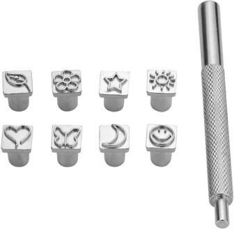 6/9/26Pcs Hout Leer Ponsen Stempel Set Carbon Staal Metalen Alfabet Postzegels A-Z Tekens Met Handvat leathercraft Gereedschap 9stk