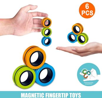 6/9Pcs Fidget Speelgoed Magnetische Armband Ring Figet Speelgoed Stress Zabawki Antysresowe Vinger Spinner Magische Ringen Antystresowe Zabawki 6stk
