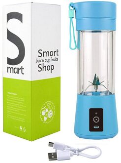 6 Blades Draagbare Juicer Machine Usb Elektrische Fruit Smoothie Blender Mixer Voor Persoonlijke Keukenmachine Sapcentrifuge blauw
