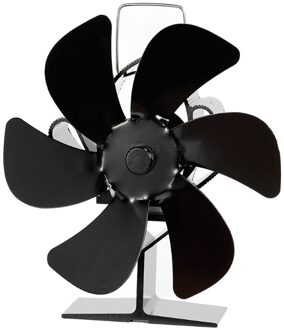 6 Blades Warmte Aangedreven Kachel Fan Log Hout Brander Ecofan Rustig Haard Fan Brandstofbesparende Efficiënte Warmteverdeling zwart