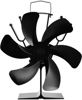 6 Blades Zwart Haard Ventilator Warmte Aangedreven Kachel Fan Log Hout Brander Eco Fan Rustig Thuis Haard Ventilator Efficiënte Warmte distributie
