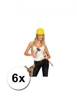 6 Bob de Bouwer helmen volwassenen - Verkleedhoofddeksels Geel