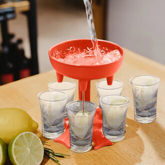 6 Borrelglas Dispenser En Houder-Dispenser Voor Vullen Vloeistoffen, Schoten Doseer Liquor Dispenser Party Games Drinken Gereedschap rood