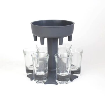 6 Borrelglas Dispenser Houder Wijn Whisky Bier Dispenser Rack Bar Accessoires Caddy Dispenser Party Games Drinken Gereedschap grijs