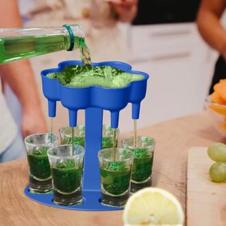 6 Borrelglas Dispenser Storage Rack Dispenser Bier Dispenser Drinken Game Party Saving Wijnglas Houder Snelle Vulling Tool blauw