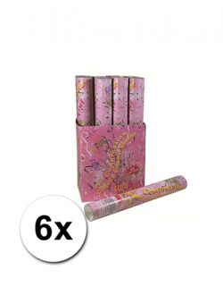 6 Bruiloft Confetti Kanons 40 Cm - Confetti Wit