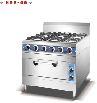 6 Burners Gas Cooking Range Electric Oven Multifunctional Cooker