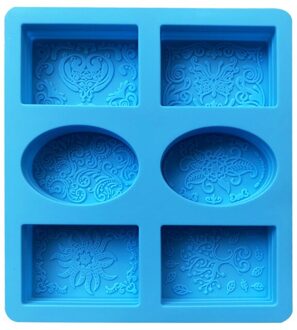 6 Cavity Rechthoek Ovale Siliconen Zeep Mal Handgemaakte Craft Maken Badkamer Zeep Zeep Vormen Voor Thuis blauw