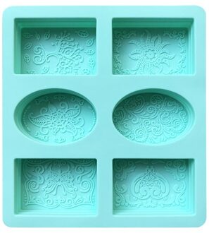 6 Cavity Rechthoek Ovale Siliconen Zeep Mal Handgemaakte Craft Maken Badkamer Zeep Zeep Vormen Voor Thuis groen
