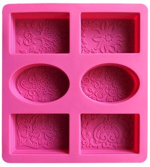 6 Cavity Rechthoek Ovale Siliconen Zeep Mal Handgemaakte Craft Maken Badkamer Zeep Zeep Vormen Voor Thuis roze