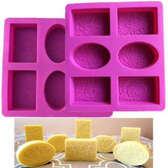 6 Cavity Rectangle Oval Silicone Soap Mold Rectangle DIY Handmade Soap Form Tray Mould Soap Making Craft for Home Bathroom