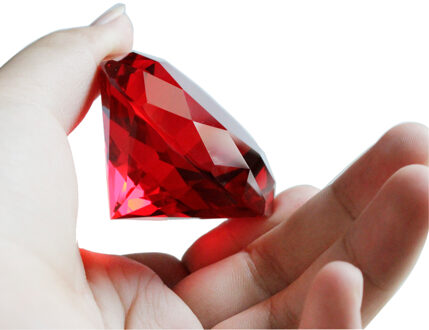 6 cm Robijn Rode Kleur Kristal Glas Diamant Papier Gewicht Miniatuur Gorgeus Crystal Bruiloft Decoratie Bruiloft Valentijn Cadeaus