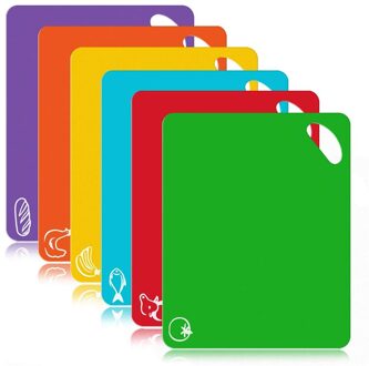 6 Colores Plastic Keuken Snijplank Mat Set Antislip Snijplank Vaatwasmachinebestendig 6 Stks/set Voor Keuken Benodigdheden