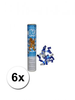 6 confetti kanonnen in de kleur blauw/wit - Confetti Multikleur