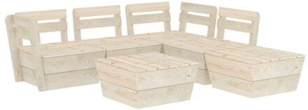 6-delige Loungeset pallet geïmpregneerd vurenhout Beige