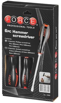 6-delige schroevendraaierset met slagkop Plat & Kruiskop 2069