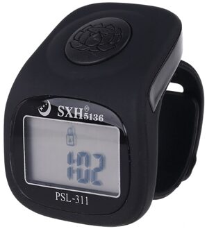 6 Digitale Lcd Hand Telapparaat 8 Kanalen Led Licht Tijd Functie Elektronische Gebed Silicon Ring Teller zwart