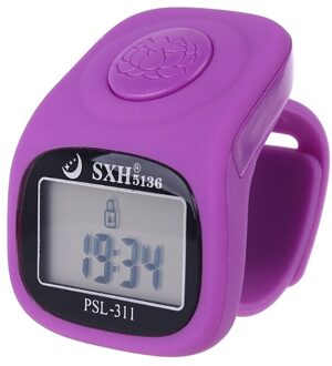 6 Digitale Vinger Telapparaat 8 Kanalen Met Led Backlight Tijd Zingen Gebed Siliconen Ring Elektronische Hand Teller Paars