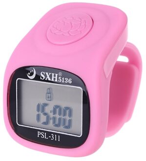 6 Digitale Vinger Telapparaat 8 Kanalen W Backlight Tijd Gebed Siliconen Ring E7CB Roze