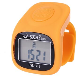 6 Digitale Vinger Telapparaat 8 Kanalen W Backlight Tijd Gebed Siliconen Ring Oranje