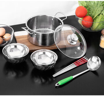 6 Eten Ollas Stalen Pot Set Pannenset Keuken Pot Koken Potten En Pannen Cozinha Panelas Fornuis Set Van Soep potten Met Pot Cover