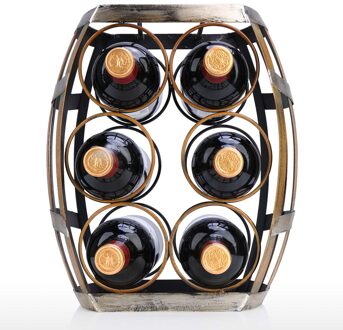 6 flessen Wijn Rack Tabletop Vat Wijnrek Stevige Ijzer Materiaal Handgemaakte Ambachtelijke Display en Opslag Rack Home Decor