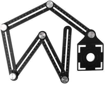 6 Folding Ruler Tile Hole Positioning Multi Template Angle Rulers w/ Drill Guide for Puncher Carpentry
