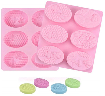 6 Forms 3D Bee Silicone Handmade Soap Mold Honeycomb Fondant Cake Molds Oval Square Candle Resin Mould Soap Craft Ice Cream Tray
