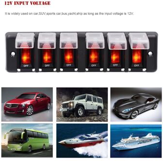 6 Gang 12V Waterdicht En Stofdicht Rocker Switch Panel Stroomonderbrekers Voor Auto Rv Marine Boot Universele