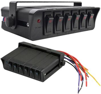 6 Gang On/Off Rocker Switch Box Met Led Licht, 12-24V 80A Switch Panel Voor Automotive Voertuig Boot Marine Suv