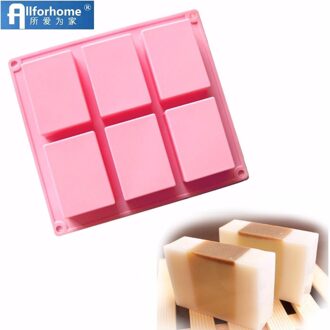 6 Gat 3D Rechthoek Vierkante Siliconen Zeep Mal Muffin Cup Bakken Pan Bar Zeep Diy Mold Basic Zeep Maken Mould handgemaakte Zeep Mold