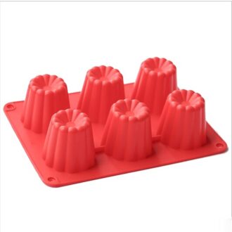 6 Gaten Canele Vorm Kaars Siliconen Zeep Mal Pudding Chocolade Chiffon Mousse Cake Decorating Bakken Tool Fondant Food Grade