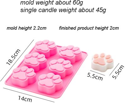 6 Gaten Kat Poot Vorm Kaars Siliconen Zeep Food Grade Mold Chocolade Mousse Cake Decorating Bakken Tool Fondant