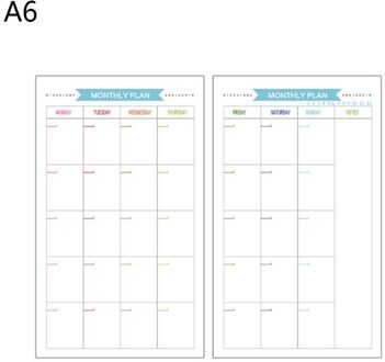 6 Gaten Refill Innerlijke Papier Dagboek Week Maand Planner Voor A5 Losse Blad Notebook C
