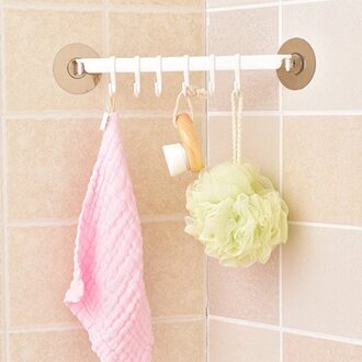 6 Geen Spoor Haak Keuken Badkamer Zuig Muur Plastic Zes Rij Haak Wc Deur Achter Kleverige Haak
