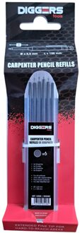 6 grafiet navullingen markeerpotlood, retail - DIG037