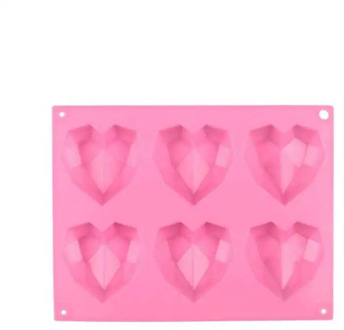 6 Grids Diamond Love Silicone Cake Mold 3D Heart Shape Fondant Mould Chocolate Baking Modelling Cake Decor Tools