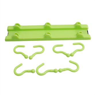 6 Haken Bekerhouder Opknoping Keuken Kast Opbergrek Kast Plank Opknoping Haak Organisator Closet Glas Mok Plank Hanger 20x5cm groen