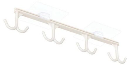 6 Haken Bekerhouder Opknoping Keuken Kast Opbergrek Kast Plank Opknoping Haak Organisator Closet Glas Mok Plank Hanger 30x5cm beige